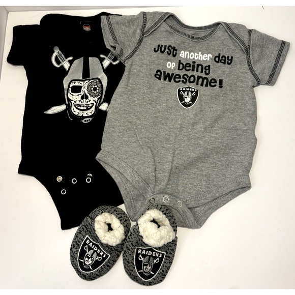 NFL Las Vegas Raiders, 3 Piece Creeper Set Baby Bodysuit Value Pack Size 6-9 M - Picture 1 of 12